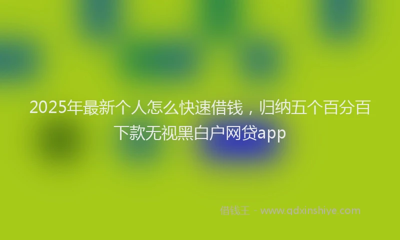2025年最新个人怎么快速借钱，归纳五个百分百下款无视黑白户网贷app