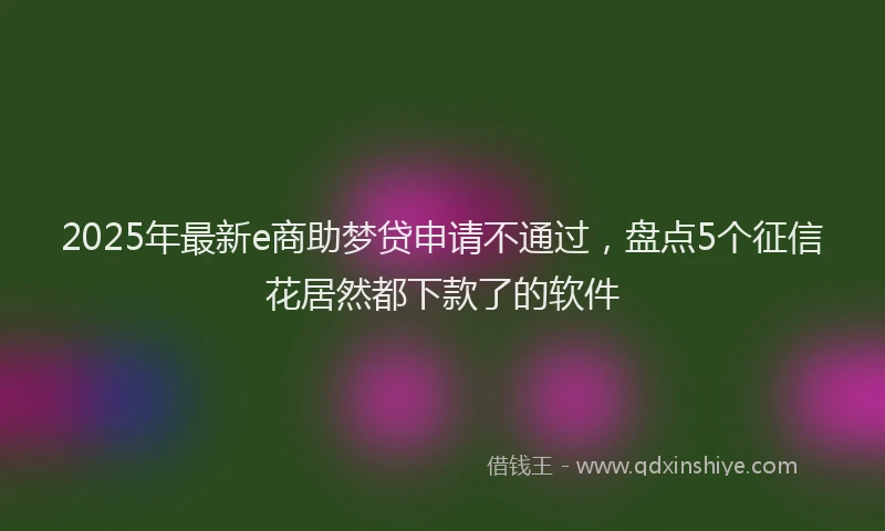 2025年最新e商助梦贷申请不通过，盘点5个征信花居然都下款了的软件