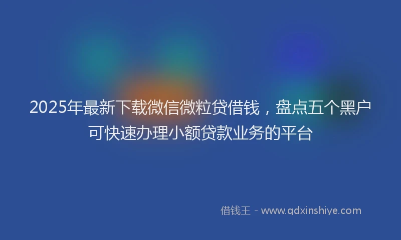 2025年最新下载微信微粒贷借钱，盘点五个黑户可快速办理小额贷款业务的平台
