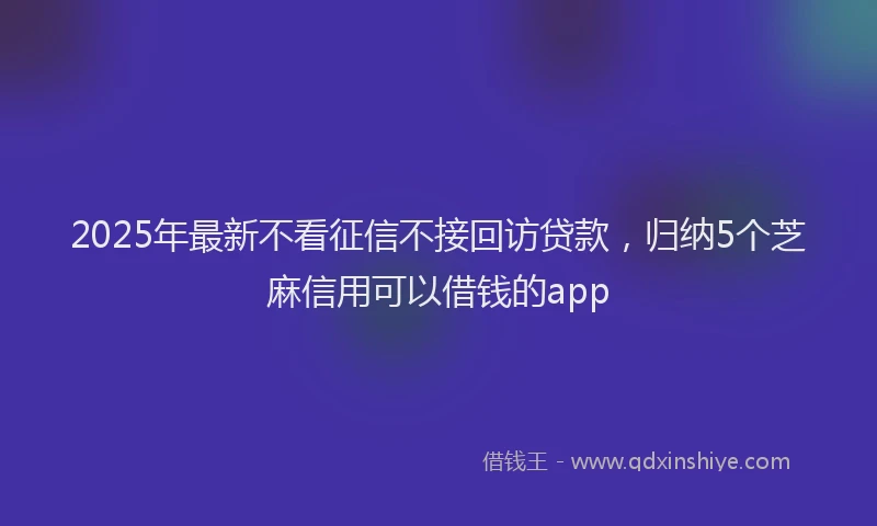 2025年最新不看征信不接回访贷款，归纳5个芝麻信用可以借钱的app