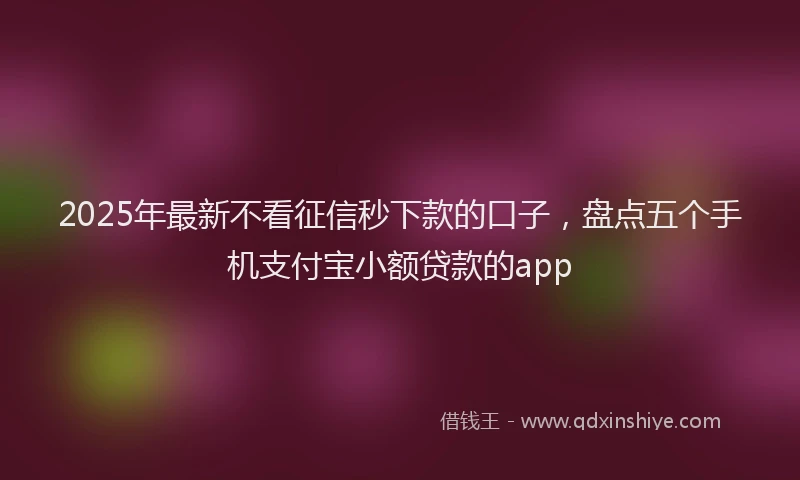 2025年最新不看征信秒下款的口子，盘点五个手机支付宝小额贷款的app