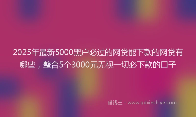 2025年最新5000黑户必过的网贷能下款的网贷有哪些，整合5个3000元无视一切必下款的口子