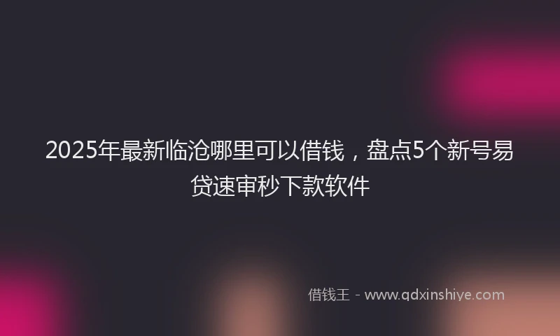 2025年最新临沧哪里可以借钱，盘点5个新号易贷速审秒下款软件