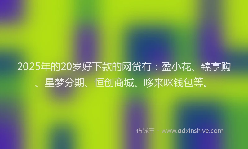 2025年的20岁好下款的网贷有：盈小花、臻享购、星梦分期、恒创商城、哆来咪钱包等。