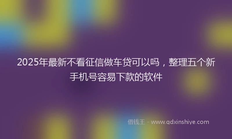 2025年最新不看征信做车贷可以吗，整理五个新手机号容易下款的软件