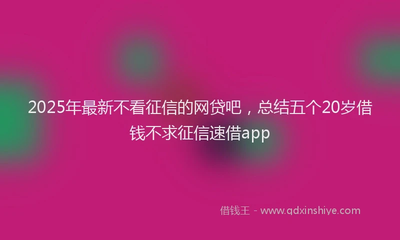 2025年最新不看征信的网贷吧，总结五个20岁借钱不求征信速借app