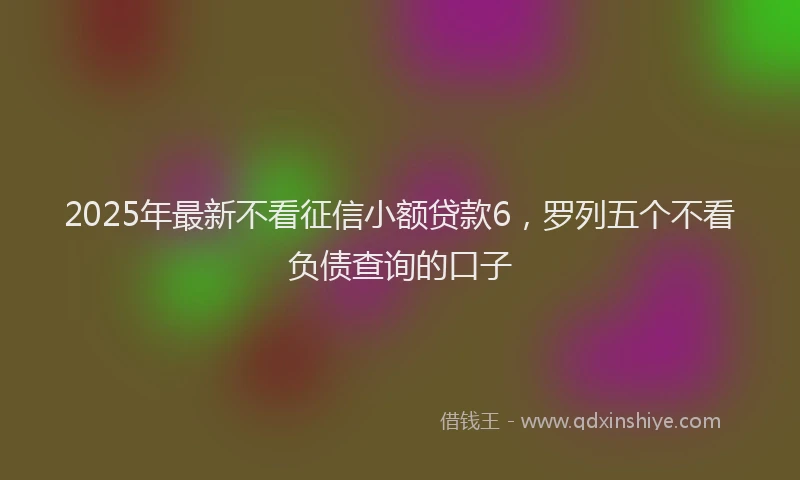 2025年最新不看征信小额贷款6，罗列五个不看负债查询的口子