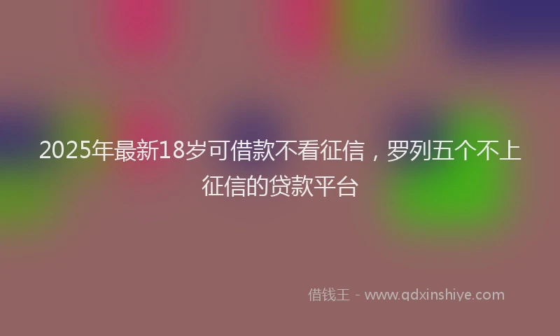 2025年最新18岁可借款不看征信，罗列五个不上征信的贷款平台
