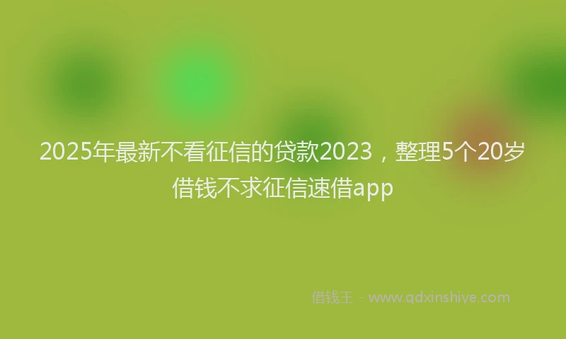 2025年最新不看征信的贷款2023，整理5个20岁借钱不求征信速借app