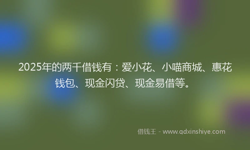 2025年的两千借钱有：爱小花、小喵商城、惠花钱包、现金闪贷、现金易借等。
