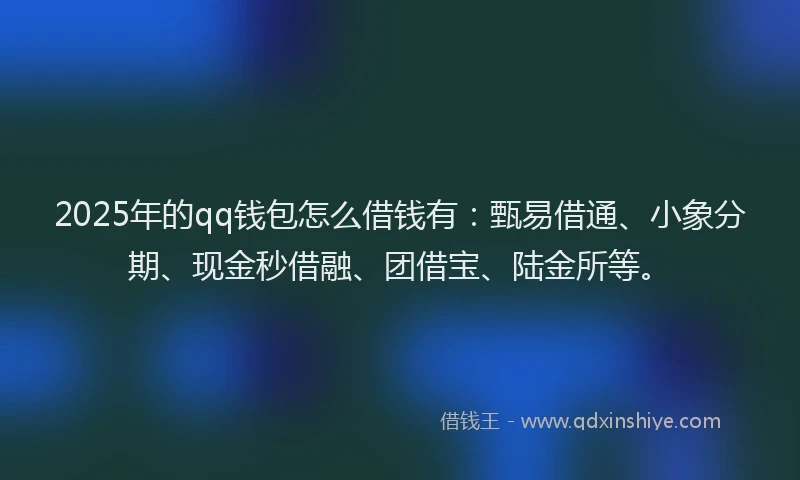 2025年的qq钱包怎么借钱有：甄易借通、小象分期、现金秒借融、团借宝、陆金所等。