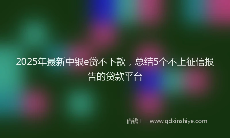 2025年最新中银e贷不下款，总结5个不上征信报告的贷款平台