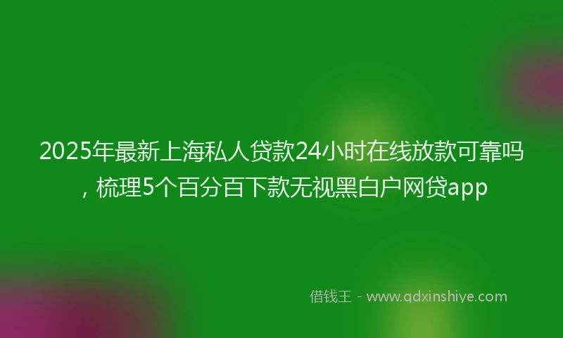 2025年最新上海私人贷款24小时在线放款可靠吗，梳理5个百分百下款无视黑白户网贷app