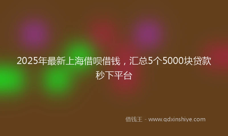 2025年最新上海借呗借钱，汇总5个5000块贷款秒下平台