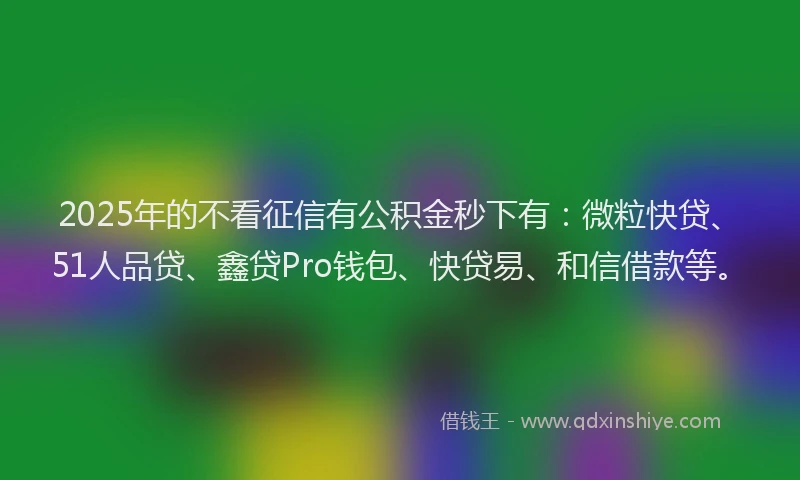 2025年的不看征信有公积金秒下有：微粒快贷、51人品贷、鑫贷Pro钱包、快贷易、和信借款等。