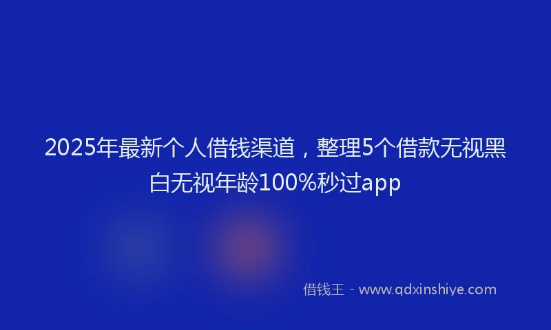 2025年最新个人借钱渠道，整理5个借款无视黑白无视年龄100%秒过app