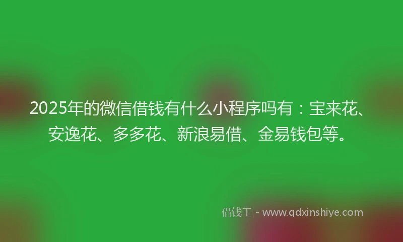 2025年的微信借钱有什么小程序吗有：宝来花、安逸花、多多花、新浪易借、金易钱包等。