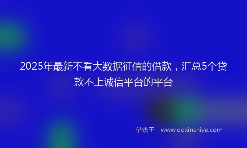 2025年最新不看大数据征信的借款，汇总5个贷款不上诚信平台的平台