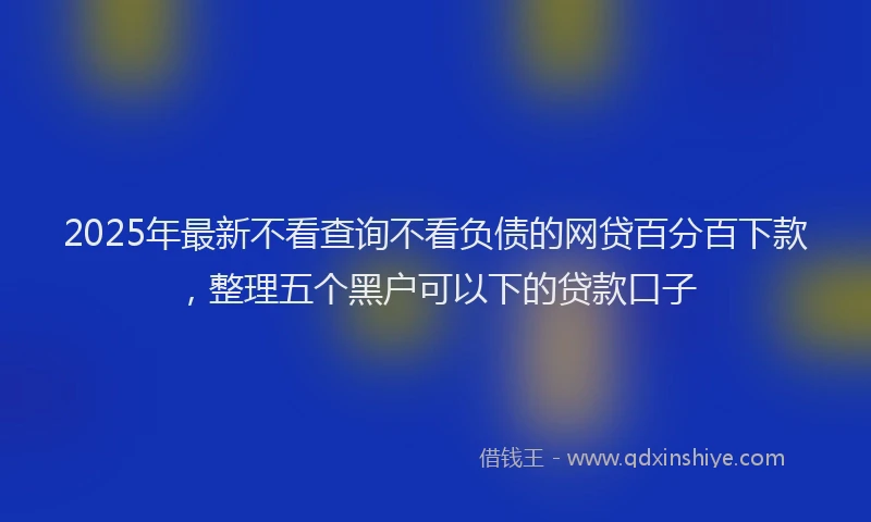 2025年最新不看查询不看负债的网贷百分百下款，整理五个黑户可以下的贷款口子