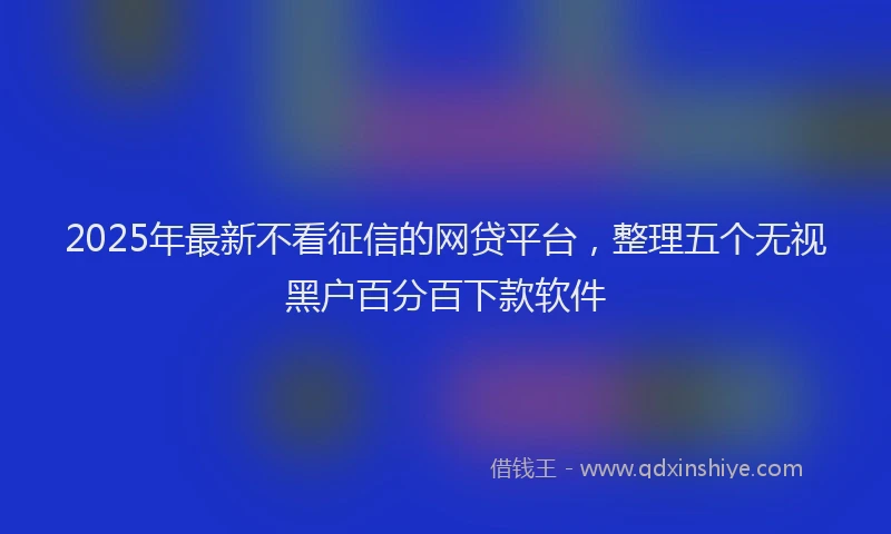 2025年最新不看征信的网贷平台，整理五个无视黑户百分百下款软件