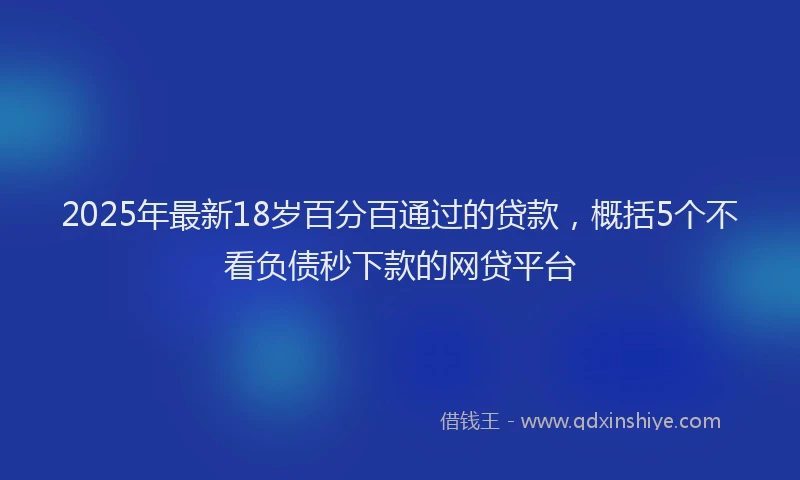 2025年最新18岁百分百通过的贷款，概括5个不看负债秒下款的网贷平台