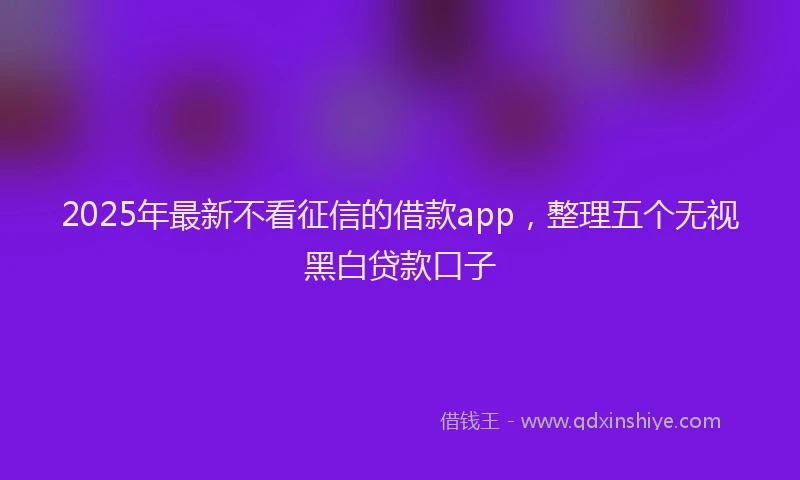2025年最新不看征信的借款app，整理五个无视黑白贷款口子