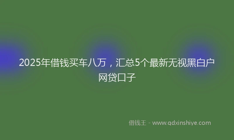 2025年借钱买车八万，汇总5个最新无视黑白户网贷口子