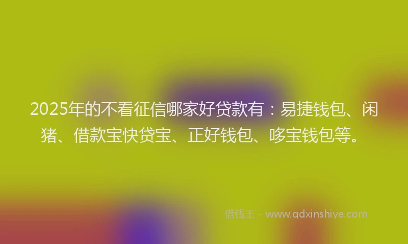 2025年的不看征信哪家好贷款有：易捷钱包、闲猪、借款宝快贷宝、正好钱包、哆宝钱包等。