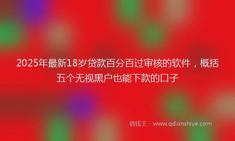 2025年最新18岁贷款百分百过审核的软件，概括五个无视黑户也能下款的口子