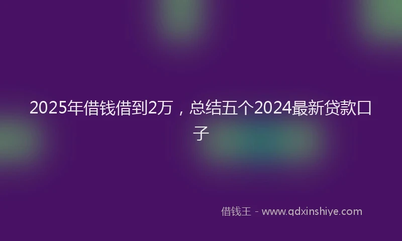 2025年借钱借到2万，总结五个2024最新贷款口子