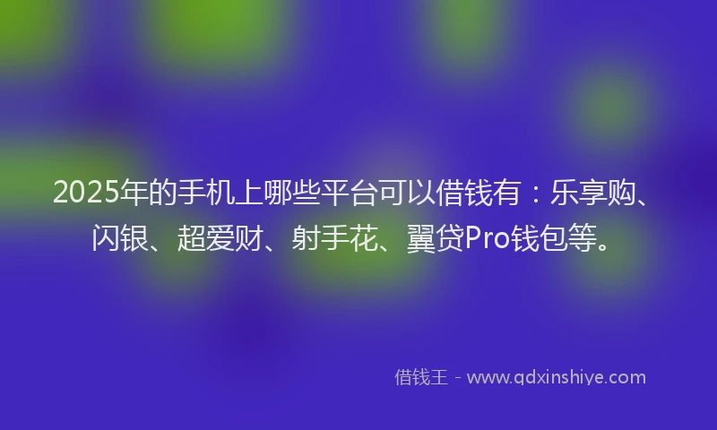 2025年的手机上哪些平台可以借钱有：乐享购、闪银、超爱财、射手花、翼贷Pro钱包等。