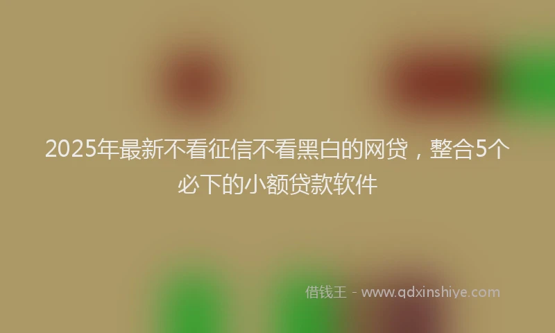 2025年最新不看征信不看黑白的网贷，整合5个必下的小额贷款软件