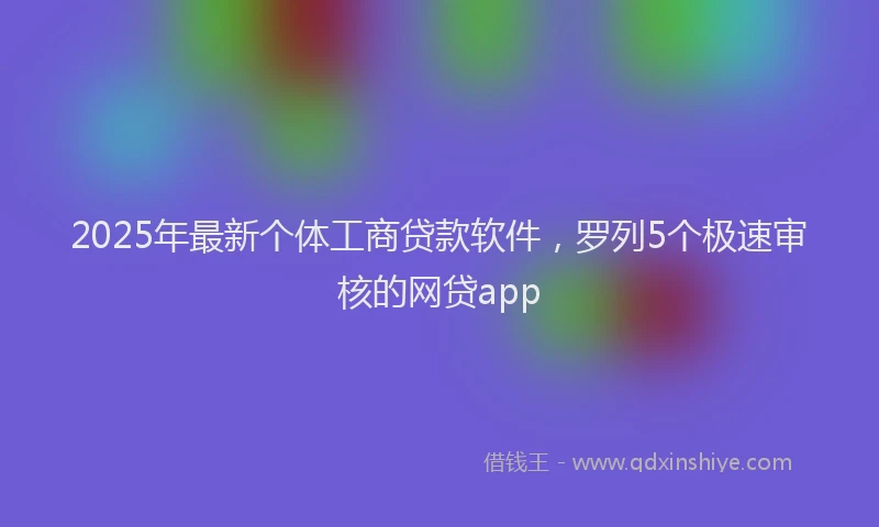 2025年最新个体工商贷款软件，罗列5个极速审核的网贷app