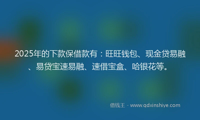 2025年的下款保借款有：旺旺钱包、现金贷易融、易贷宝速易融、速借宝盒、哈银花等。