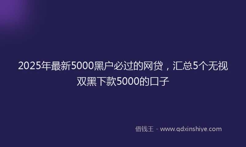 2025年最新5000黑户必过的网贷，汇总5个无视双黑下款5000的口子
