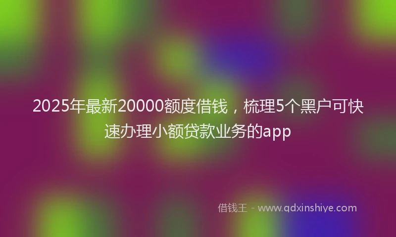 2025年最新20000额度借钱，梳理5个黑户可快速办理小额贷款业务的app