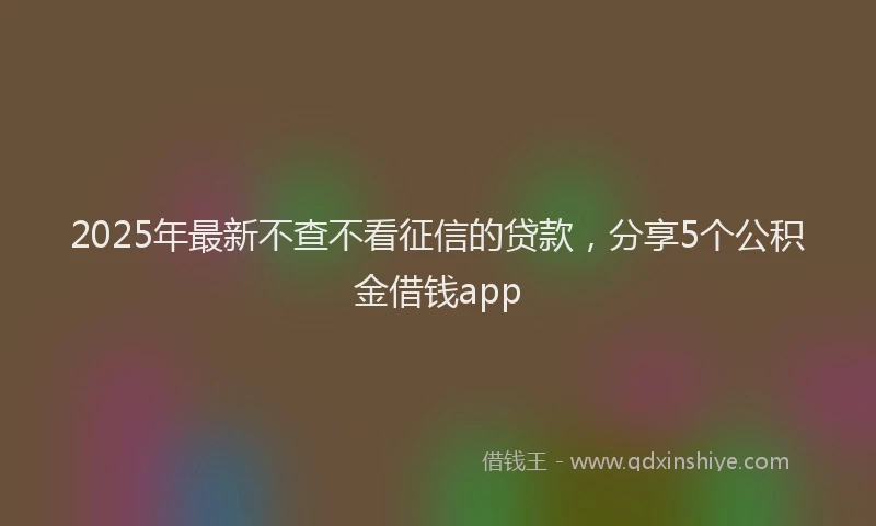 2025年最新不查不看征信的贷款，分享5个公积金借钱app