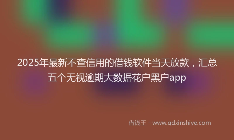 2025年最新不查信用的借钱软件当天放款，汇总五个无视逾期大数据花户黑户app