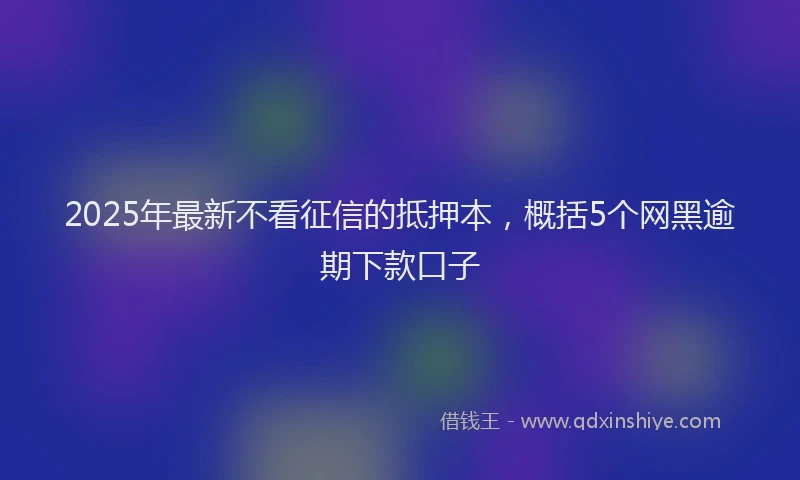 2025年最新不看征信的抵押本，概括5个网黑逾期下款口子