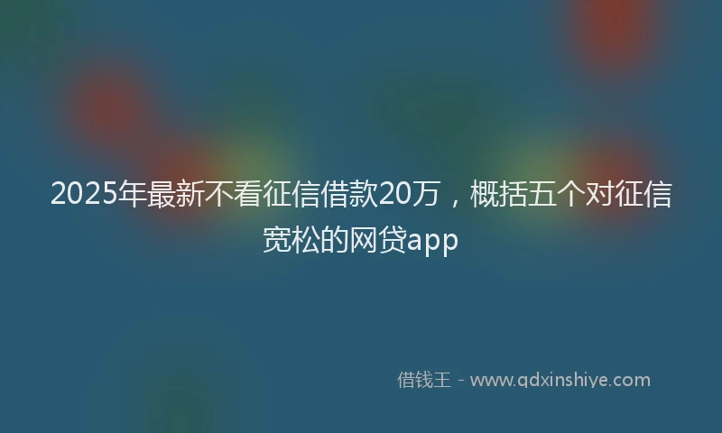 2025年最新不看征信借款20万，概括五个对征信宽松的网贷app