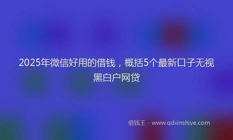 2025年微信好用的借钱，概括5个最新口子无视黑白户网贷