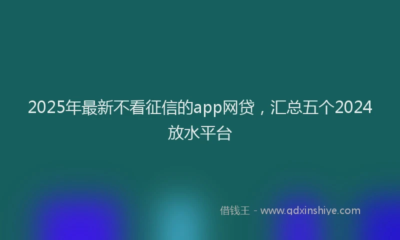 2025年最新不看征信的app网贷，汇总五个2024放水平台