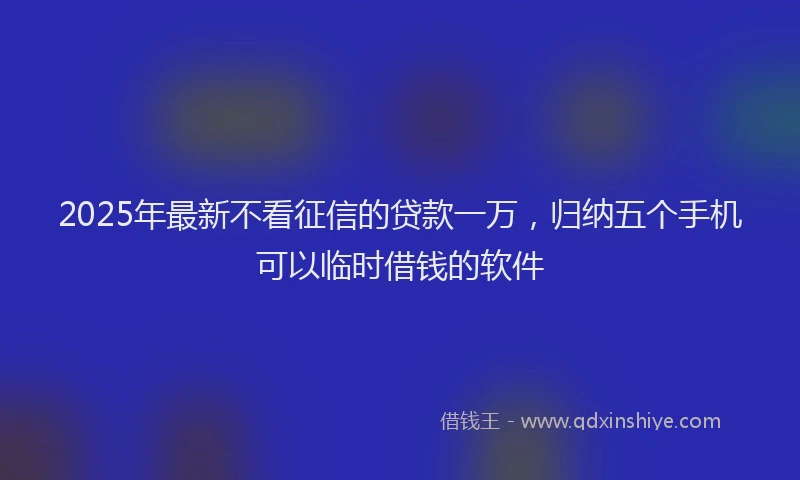 2025年最新不看征信的贷款一万，归纳五个手机可以临时借钱的软件