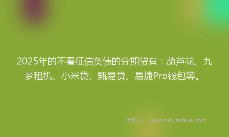 2025年的不看征信负债的分期贷有：葫芦花、九梦租机、小米贷、甄易贷、易捷Pro钱包等。