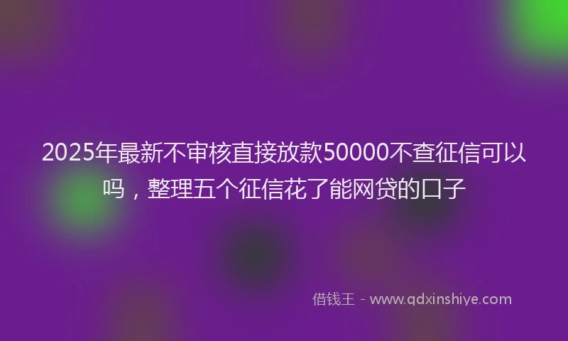 2025年最新不审核直接放款50000不查征信可以吗，整理五个征信花了能网贷的口子