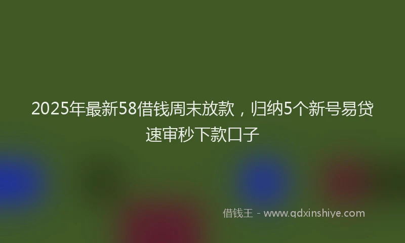 2025年最新58借钱周末放款，归纳5个新号易贷速审秒下款口子