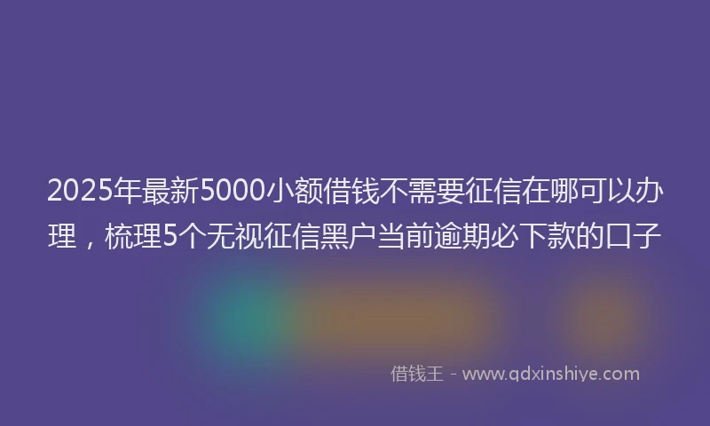 2025年最新5000小额借钱不需要征信在哪可以办理，梳理5个无视征信黑户当前逾期必下款的口子