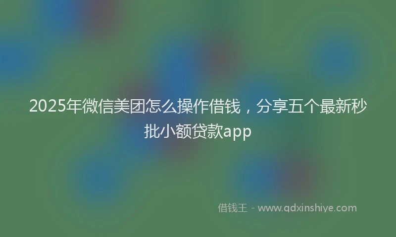 2025年微信美团怎么操作借钱，分享五个最新秒批小额贷款app