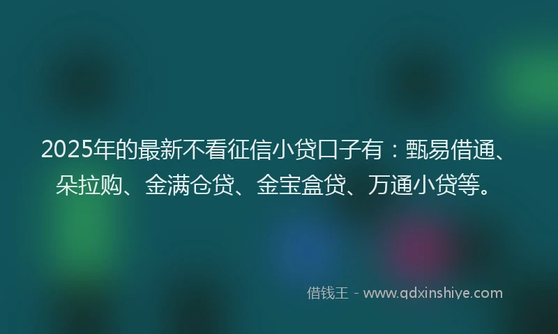 2025年的最新不看征信小贷口子有：甄易借通、朵拉购、金满仓贷、金宝盒贷、万通小贷等。
