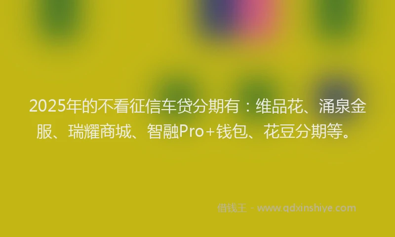2025年的不看征信车贷分期有：维品花、涌泉金服、瑞耀商城、智融Pro+钱包、花豆分期等。